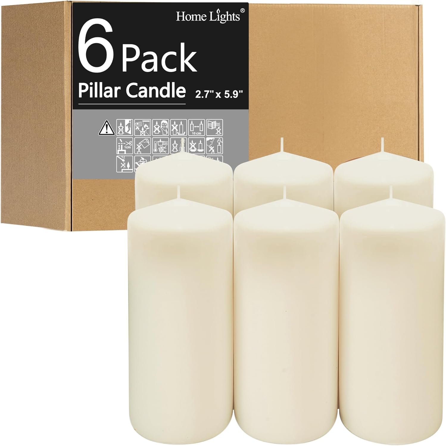 HomeLights Pillar Candles - 2.7x6 inch | 60 Hours Burning, 6 Count - White Unscented Smokeless European Pillar Candles - Perfect for Wedding, Parties, Spas, Home Gatherings and Dinner - Image 8