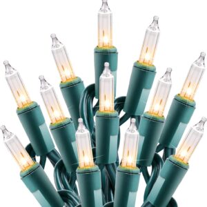 Minetom Clear Christmas String Lights 100 Count 20 Feet Incandescent Bulb Mini Lights for Indoor Xmas Tree Garland Birthday Wedding Party Festival Decoration, Green Wire