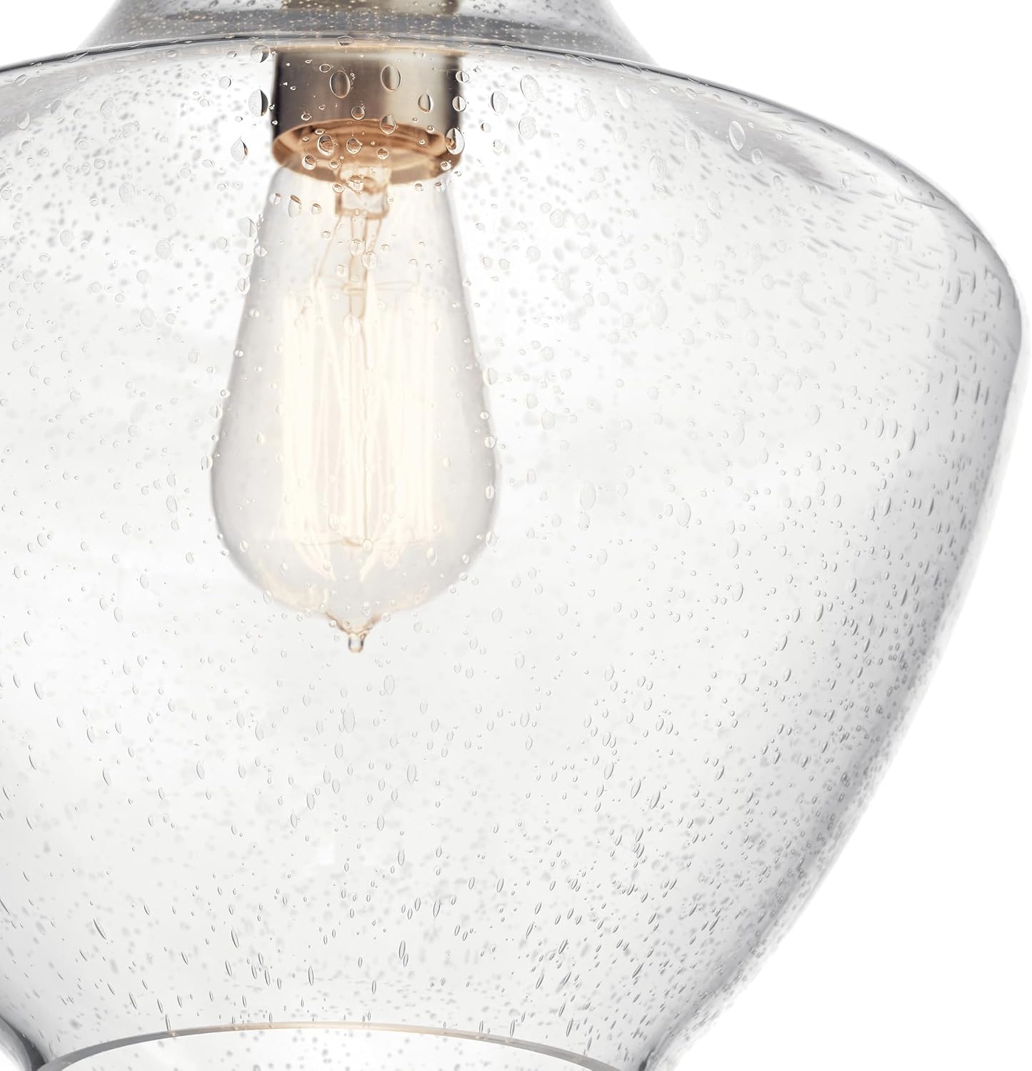 Kichler Everly 1-Light Kitchen Bell Pendant Light, Hanging Light Fixture with Clear Seeded Glass in Brushed Nickel for Kitchen Island or Dining Room (15.25" x 10.5"), 42141NICS - Image 5