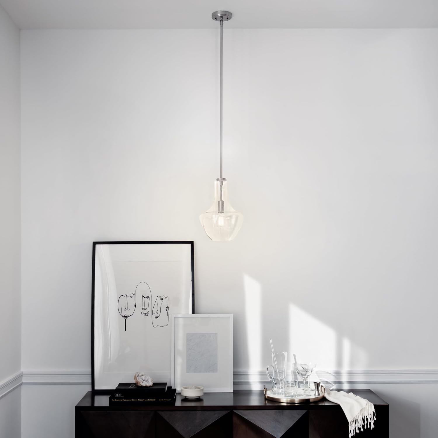 Kichler Everly 1-Light Kitchen Bell Pendant Light, Hanging Light Fixture with Clear Seeded Glass in Brushed Nickel for Kitchen Island or Dining Room (15.25" x 10.5"), 42141NICS - Image 6
